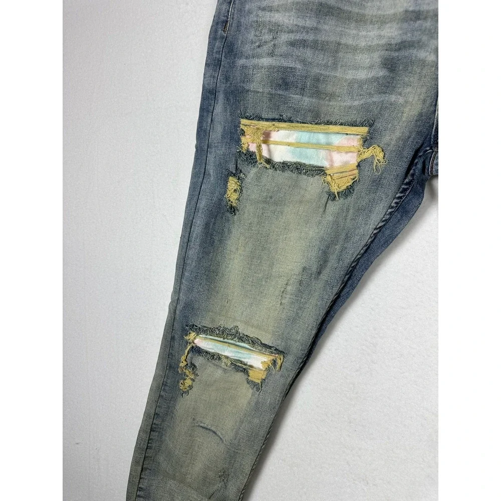 Serenade Men's Distressed Slim Fit Jeans Blue Size 42 C13